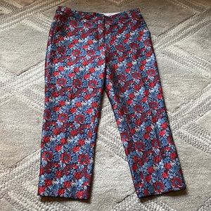 BCBG maxazria flower print cropped work pants size 8